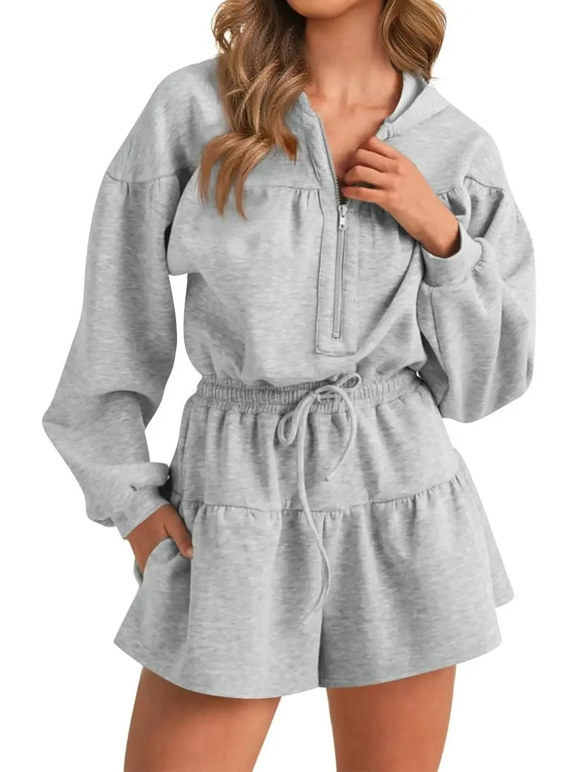 Women's Zip-Up Hooded Long Sleeve Jumpsuit