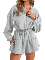 Women's Zip-Up Hooded Long Sleeve Jumpsuit