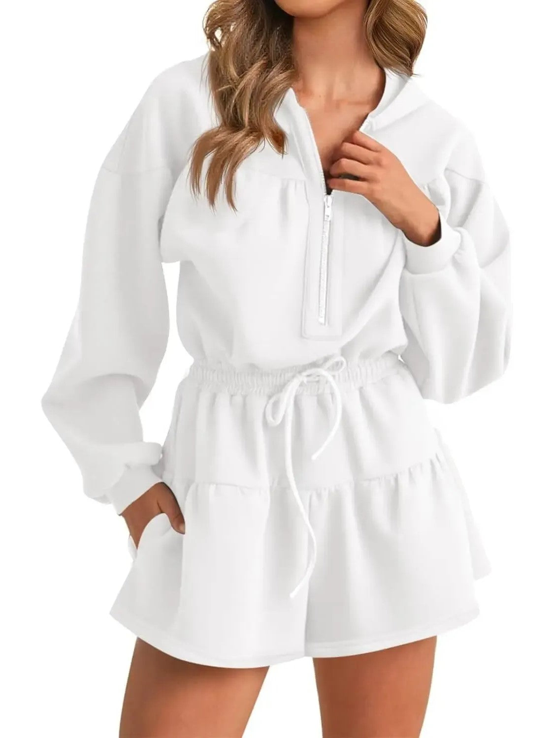 Women's Zip-Up Hooded Long Sleeve Jumpsuit