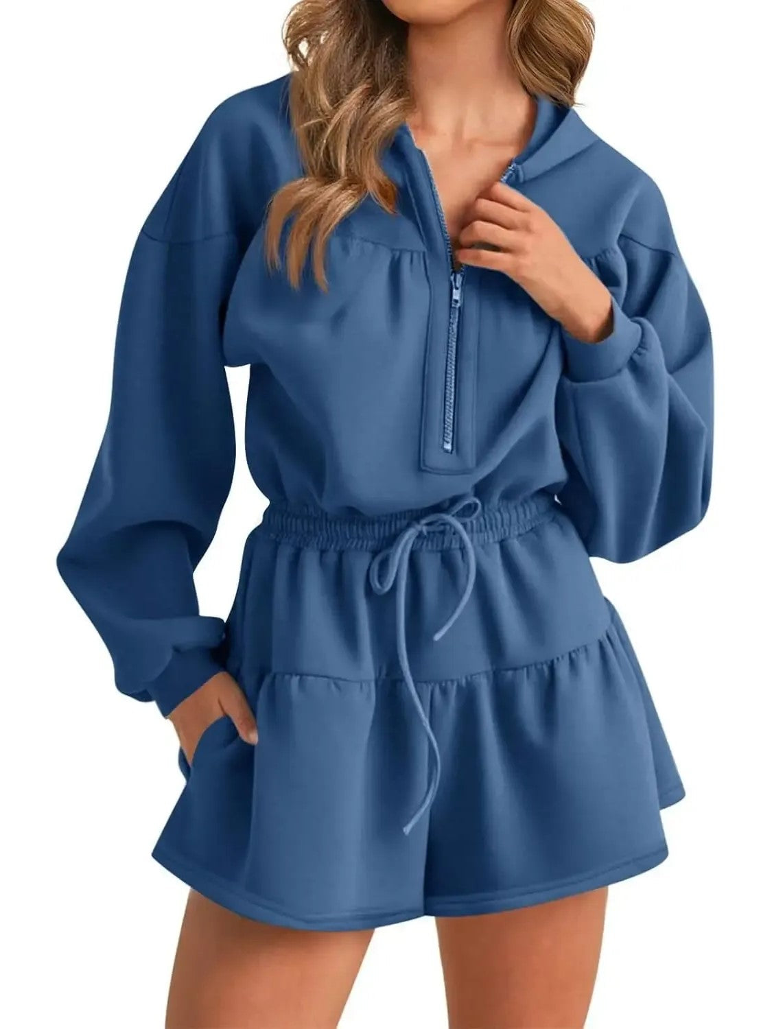 Women's Zip-Up Hooded Long Sleeve Jumpsuit