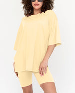 Women's Summer Crew Neck Oversized Biker Set