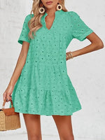 Women's Summer Eyelet Casual Flowy Babydoll Dresses