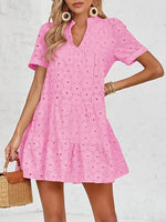 Women's Summer Eyelet Casual Flowy Babydoll Dresses
