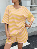 Women's Striped 3/4 Sleeve Lounge Sets
