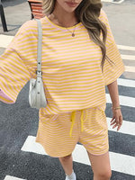 Women's Striped 3/4 Sleeve Lounge Sets
