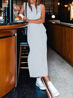 Women's Casual Striped Side Slit Tie-Waist Dress