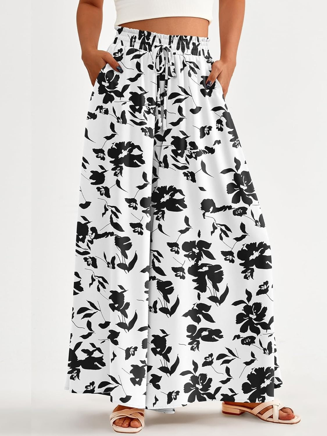 Women's Soft Floral Print Wide Leg Pants