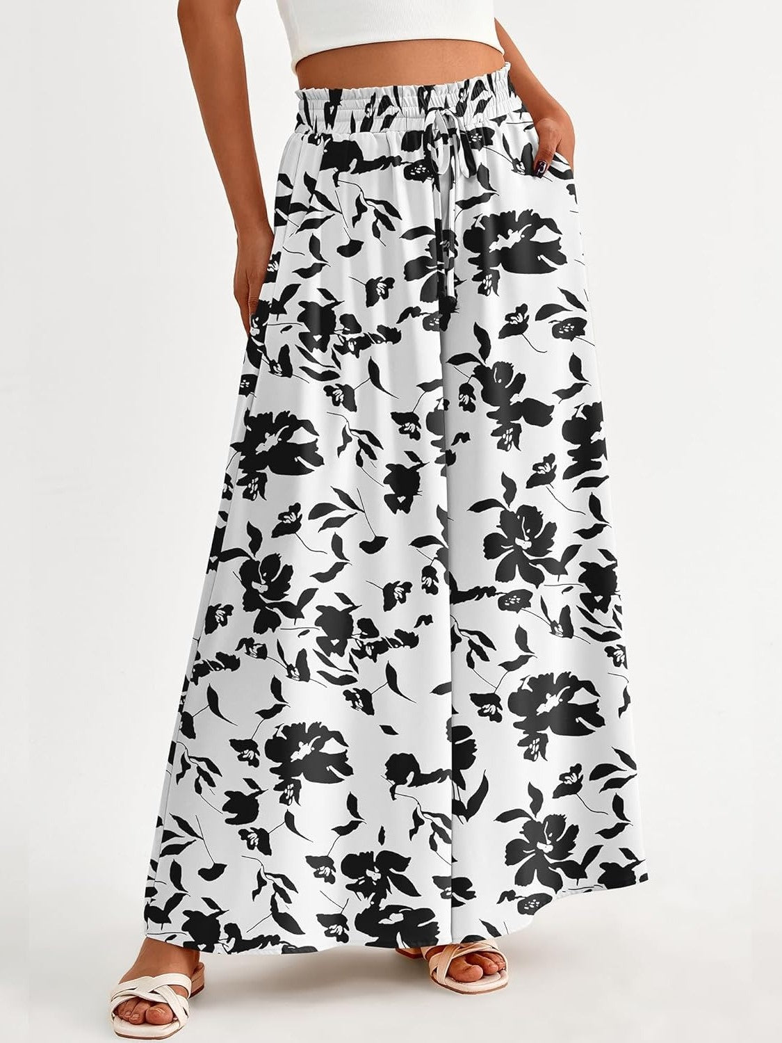 Women's Soft Floral Print Wide Leg Pants