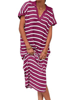 Women's Spring Striped Lightweight Soft Knit Maxi Dress