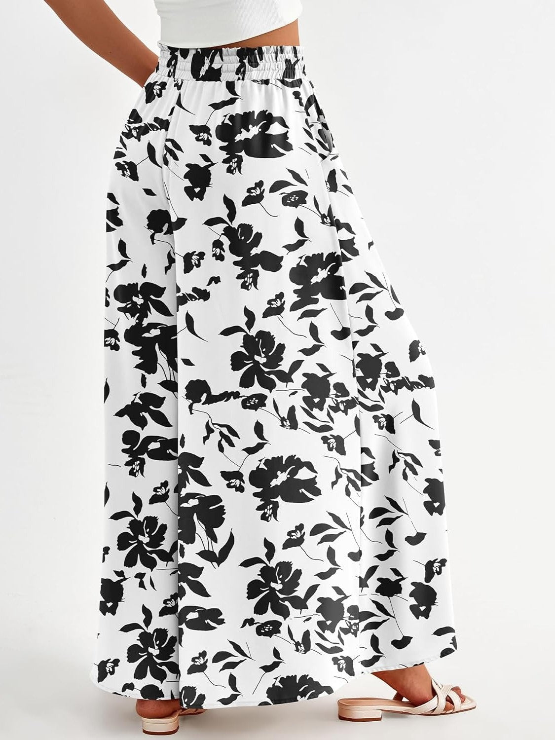 Women's Soft Floral Print Wide Leg Pants