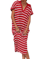 Women's Spring Striped Lightweight Soft Knit Maxi Dress
