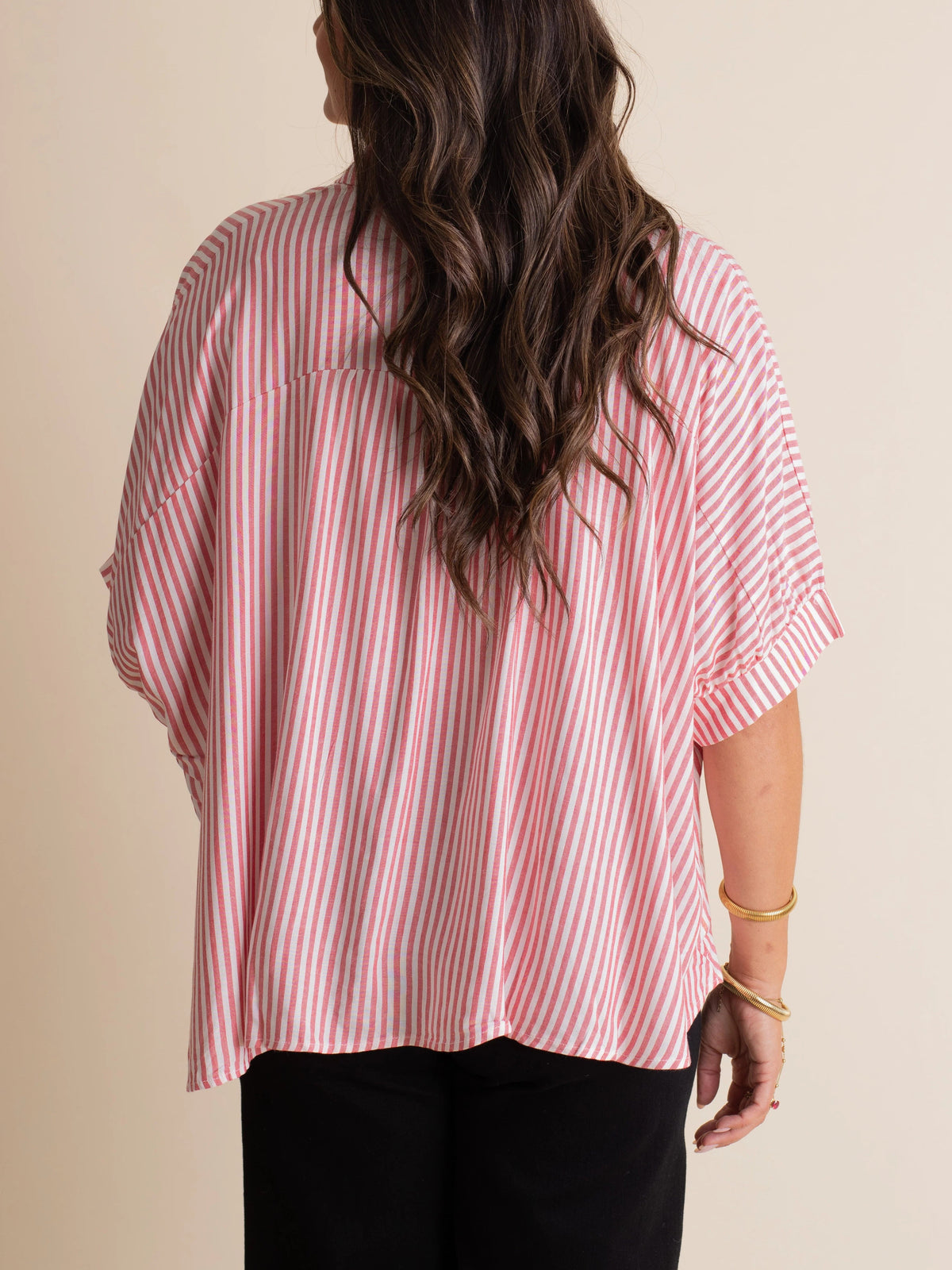 Women's Batwing Elbow Sleeve Striped Blouse