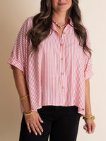Women's Batwing Elbow Sleeve Striped Blouse