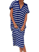 Women's Spring Striped Lightweight Soft Knit Maxi Dress