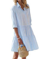 Women's Striped Button Down Shirt Dress