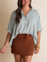 Women's Batwing Elbow Sleeve Striped Blouse