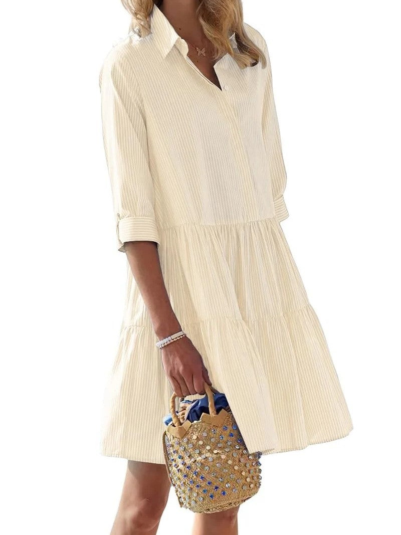 Women's Striped Button Down Shirt Dress