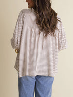 Women's Batwing Elbow Sleeve Striped Blouse