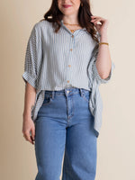 Women's Batwing Elbow Sleeve Striped Blouse