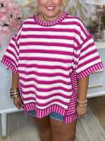 Women's Contrast Striped Short Sleeve Tee