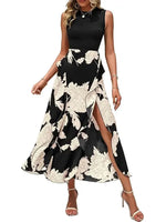 Women's Sleeveless Patchwork Flowy Maxi Dress