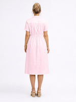 Women's Striped Cotton Shirt Dress with Pockets