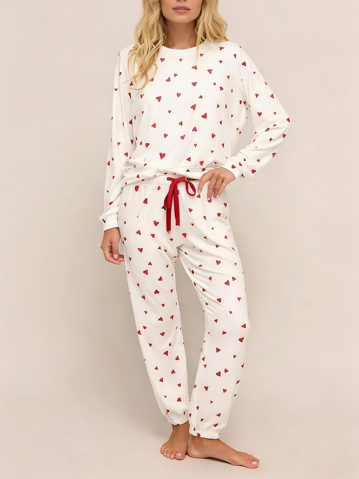 Women's Heart Print Loungewear Two-piece Set
