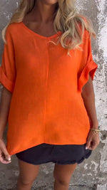 Women's V-neck Mid-sleeve Casual Top