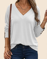 Women's Casual Long Sleeve V Neck Pullover Shirts