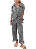 Women's2 Piece Gingham Pajama Set