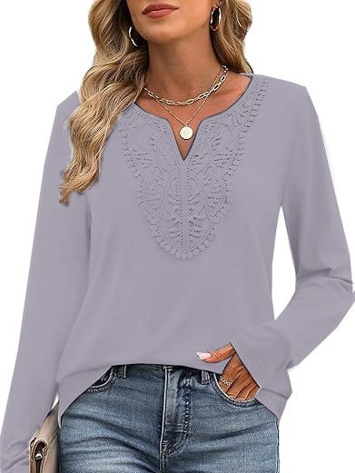 Women's Elegant V Neck Long Sleeve Top