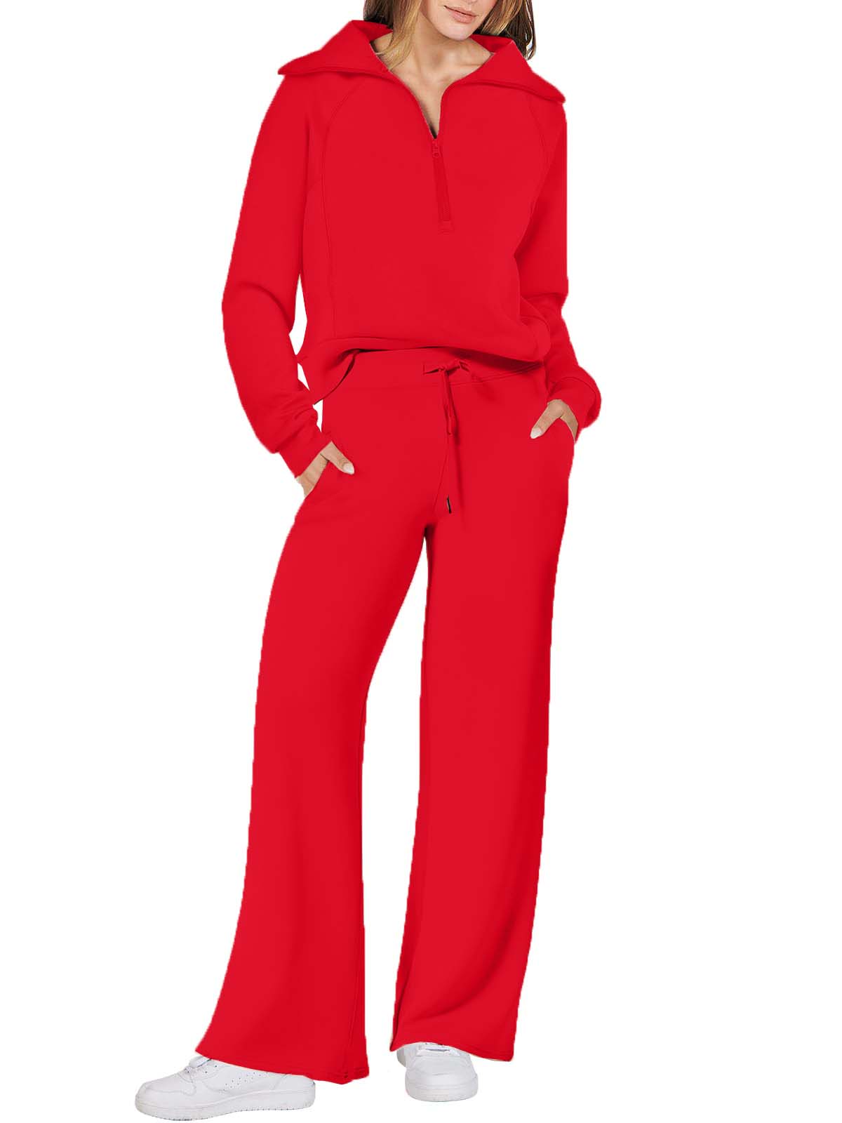 Women's Navy Collar Half Zip Suit