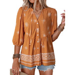 Womens Summer Tops Boho Floral Short Sleeve Button Down V Neck Peplum Babydoll Casual Loose Blouses Shirts