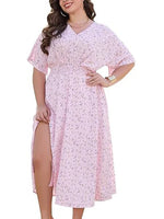 Boho Casual Printed Empire Waist Plus Size Midi Dress