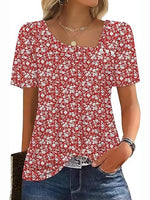 Women’s Asymmetrical Square Neck Casual Short Sleeve Blouse