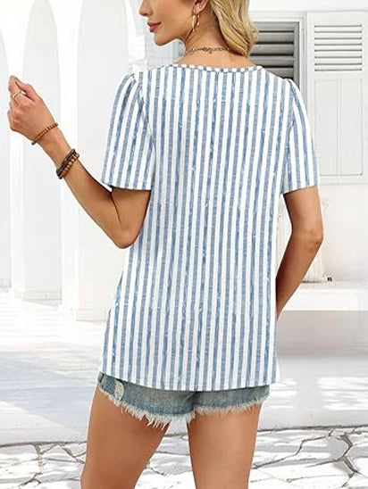 Women’s Asymmetrical Square Neck Casual Short Sleeve Blouse