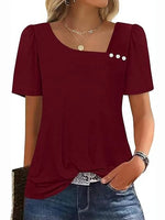 Women’s Asymmetrical Square Neck Casual Short Sleeve Blouse
