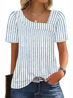 Women’s Asymmetrical Square Neck Casual Short Sleeve Blouse