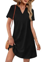 Women's Casual V Neck Vacation Midi Dress With Pockets