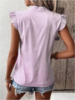 Floerns Women's Striped Cap Sleeve Top - Effortless V-Neck Style for a Polished Look
