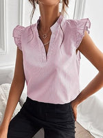 Floerns Women's Striped Cap Sleeve Top - Effortless V-Neck Style for a Polished Look