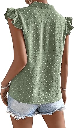 Floerns Women's Striped Cap Sleeve Top - Effortless V-Neck Style for a Polished Look