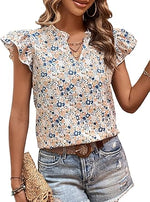 Floerns Women's Striped Cap Sleeve Top - Effortless V-Neck Style for a Polished Look