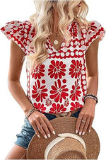 Floerns Women's Striped Cap Sleeve Top - Effortless V-Neck Style for a Polished Look