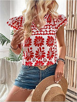 Floerns Women's Striped Cap Sleeve Top - Effortless V-Neck Style for a Polished Look