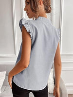 Floerns Women's Striped Cap Sleeve Top - Effortless V-Neck Style for a Polished Look