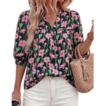 Women's Summer Floral Blouses Dressy Casual Half Sleeve V Neck Going Out Boho Tops Spring Fashion Clothing