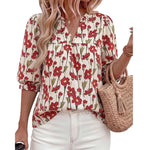Women's Summer Floral Blouses Dressy Casual Half Sleeve V Neck Going Out Boho Tops Spring Fashion Clothing
