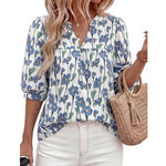Women's Summer Floral Blouses Dressy Casual Half Sleeve V Neck Going Out Boho Tops Spring Fashion Clothing
