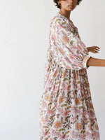 Women's Chic Floral Lantern Sleeve Flowy Maxi Dress